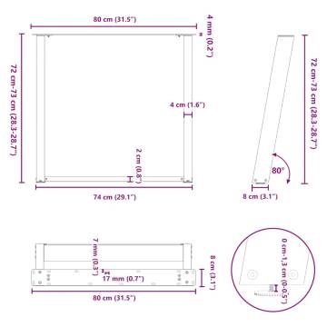 U-Shaped Dining Table Legs - White Steel (2 pcs)