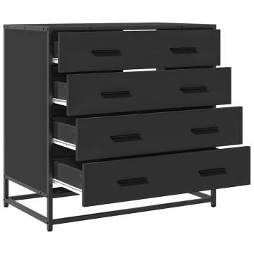 Stylish Black Drawer Cabinet 70x41x70 cm - Durable & Elegant