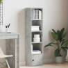 Stylish Concrete Grey Bookcase - 31x24x127 cm Engineered Wood