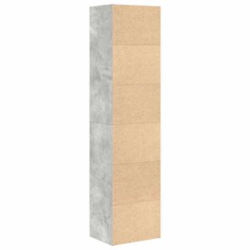 Stylish Concrete Grey Bookcase - 31x24x127 cm Engineered Wood