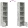 Stylish Concrete Grey Bookcase - 31x24x127 cm Engineered Wood