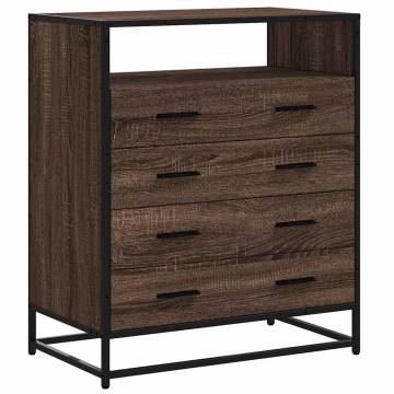 Stylish Brown Oak Drawer Cabinet - 70x41x83.5 cm