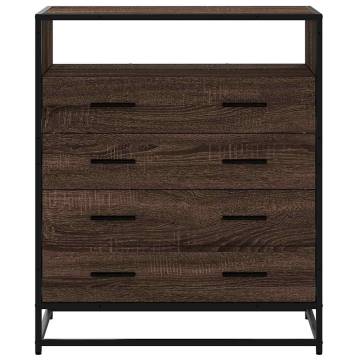 Stylish Brown Oak Drawer Cabinet - 70x41x83.5 cm