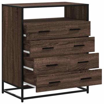 Stylish Brown Oak Drawer Cabinet - 70x41x83.5 cm