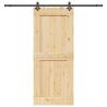 Sliding Door with Hardware Set - 95x210 cm Solid Pine Wood