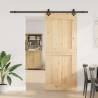 Sliding Door with Hardware Set - 95x210 cm Solid Pine Wood