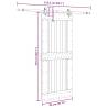 Sliding Door with Hardware Set - 95x210 cm Solid Pine Wood