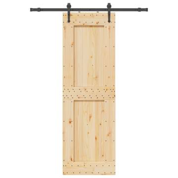 Sliding Door with Hardware Set | Solid Pine Wood 70x210 cm