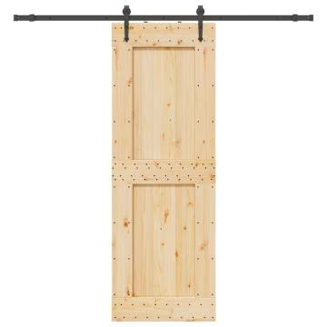 Solid Wood Pine Sliding Door with Hardware Set | 80x210 cm