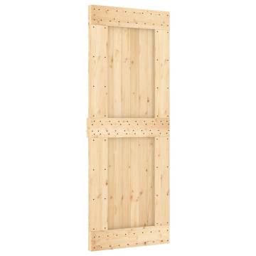 Solid Wood Pine Sliding Door with Hardware Set | 80x210 cm