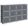 Storage Cube Organiser with 12 Cubes & Doors - Black PP