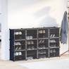 Storage Cube Organiser with 12 Cubes & Doors - Black PP