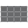 Storage Cube Organiser with 12 Cubes & Doors - Black PP