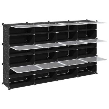 Storage Cube Organiser with 12 Cubes & Doors - Black PP