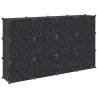 Storage Cube Organiser with 12 Cubes & Doors - Black PP