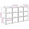 Storage Cube Organiser with 12 Cubes & Doors - Black PP