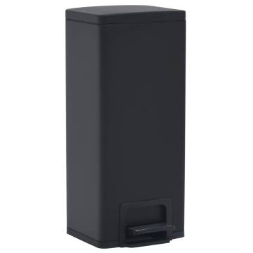 30L Black Stainless Steel Dustbin with Pedal - Anti-Fingerprint