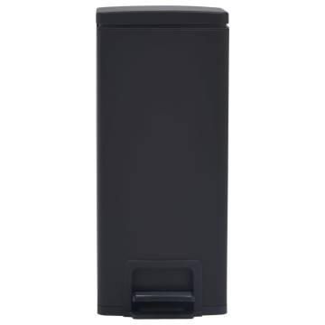 30L Black Stainless Steel Dustbin with Pedal - Anti-Fingerprint