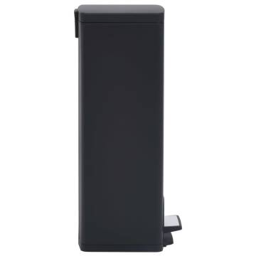 30L Black Stainless Steel Dustbin with Pedal - Anti-Fingerprint