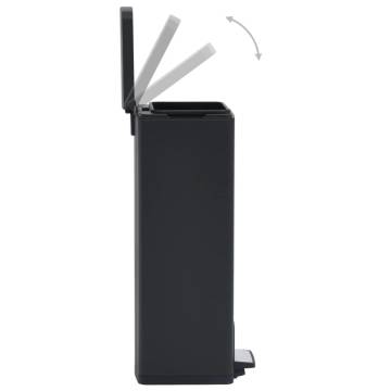 30L Black Stainless Steel Dustbin with Pedal - Anti-Fingerprint