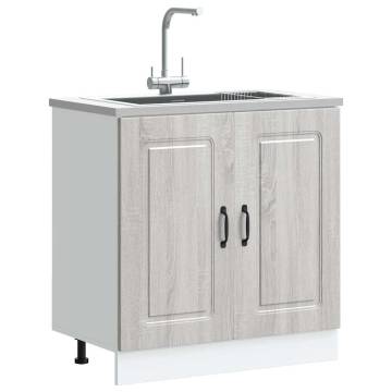 Sink Base Cabinet Kalmar Grey Sonoma - 80x46x81.5 cm