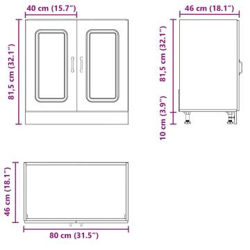 Sink Base Cabinet Kalmar Grey Sonoma - 80x46x81.5 cm