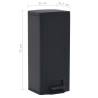 30L Black Stainless Steel Dustbin with Pedal - Anti-Fingerprint