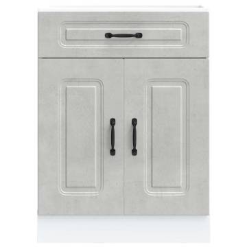 Kalmar Concrete Grey Kitchen Base Cabinet - Durable & Spacious