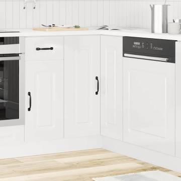 Kitchen Corner Base Cabinet Kalmar High Gloss White - Hipomarket