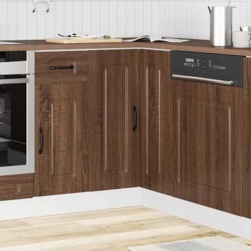 Kalmar Brown Oak Kitchen Corner Base Cabinet | HipoMarket