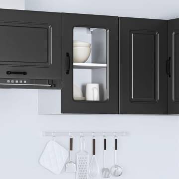 Kalmar Black Kitchen Wall Cabinet with Glass Door - HipoMarket