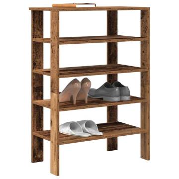 Elegant Shoe Rack in Old Wood - 61x32x87.5 cm