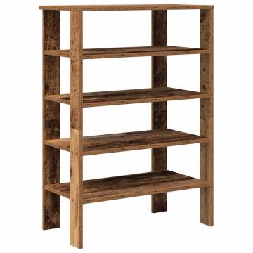 Elegant Shoe Rack in Old Wood - 61x32x87.5 cm