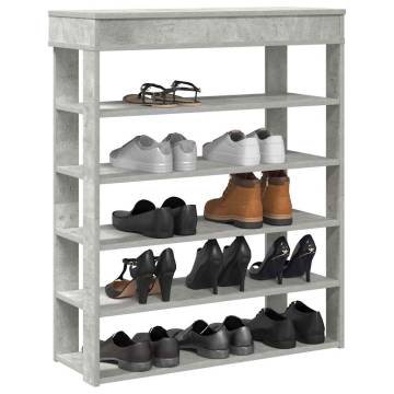 Stylish Shoe Rack in Concrete Oak | 80x30x98 cm | Hipomarket