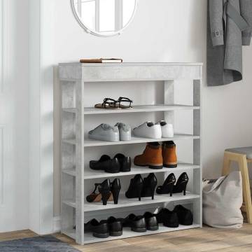 Stylish Shoe Rack in Concrete Oak | 80x30x98 cm | Hipomarket