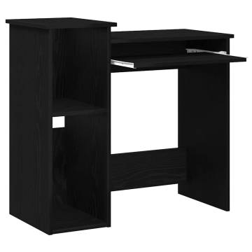 Practical Black Desk with Shelves - 84x40x78 cm