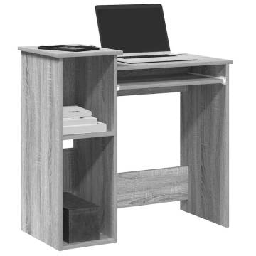 Grey Sonoma Desk with Shelves - Engineered Wood 84x40x78 cm