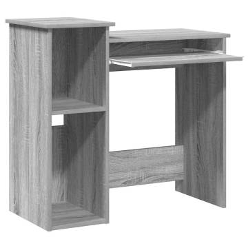 Grey Sonoma Desk with Shelves - Engineered Wood 84x40x78 cm