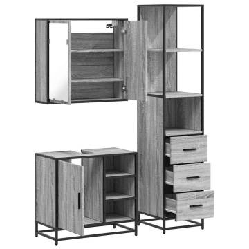 3 Piece Bathroom Furniture Set - Grey Sonoma Wood