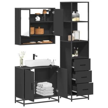 3 Piece Black Bathroom Furniture Set | Stylish & Durable