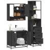  3 Piece Bathroom Furniture Set Black Engineered Wood Colour black Number of 1 