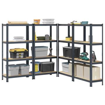 4-Layer Storage Shelves - Anthracite Steel & Wood | HipoMarket