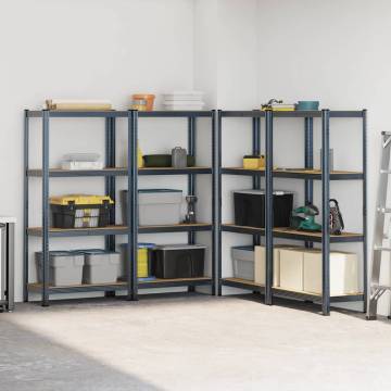 4-Layer Storage Shelves - Anthracite Steel & Wood | HipoMarket