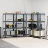 4-Layer Storage Shelves - Anthracite Steel & Wood | HipoMarket