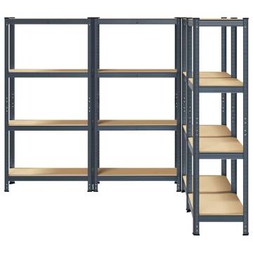 4-Layer Storage Shelves - Anthracite Steel & Wood | HipoMarket