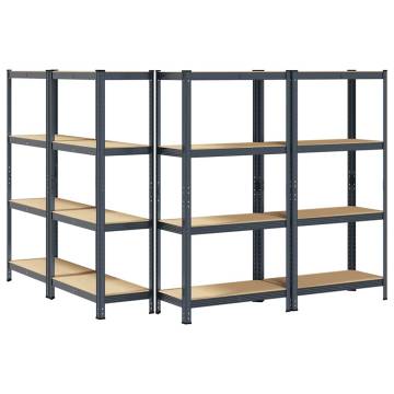 4-Layer Storage Shelves - Anthracite Steel & Wood | HipoMarket