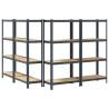 4-Layer Storage Shelves - Anthracite Steel & Wood | HipoMarket