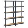 5-Layer Storage Shelves - 2 pcs Anthracite Steel & Wood