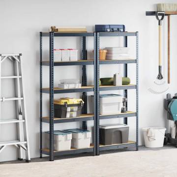 5-Layer Storage Shelves - 2 pcs Anthracite Steel & Wood