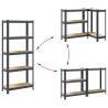 5-Layer Storage Shelves - 2 pcs Anthracite Steel & Wood